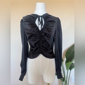 TOPSHOP Black Ruched Blouse